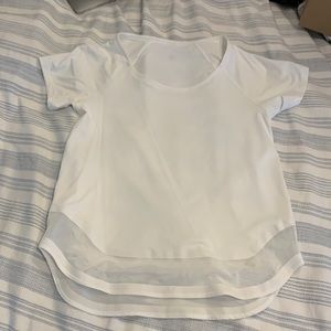 Lululemon size 4 white t shirt top with sheer at the bottom